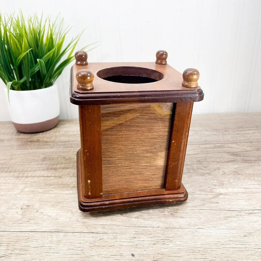 Midcentury Modern Walnut Lazy‎ Susan Photo Stand - Musical Wooden Picture Frame